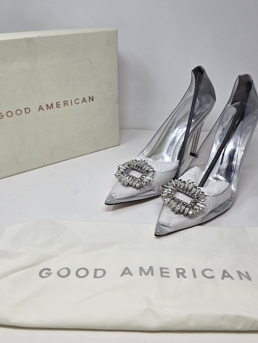 Good American Womens 14 Cinder F*cking Rella Glass Rhinestones Heels Cinderella